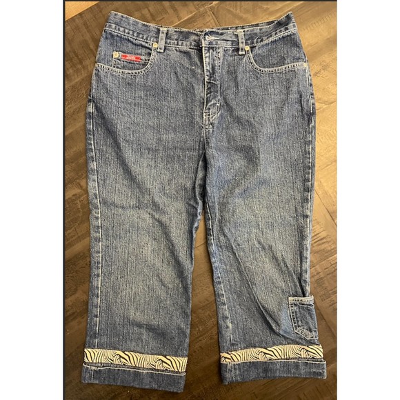 Jalate Vintage 90's Capri Crop Jeans Zebra Print Trim - Sz 7/8 Juniors - Picture 2 of 13